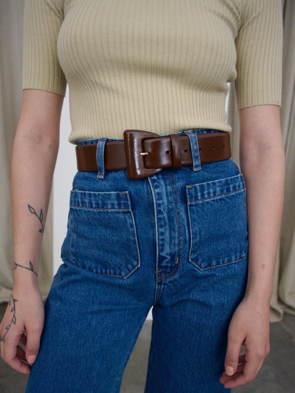 Paloma Wool Brown Prosseco Patent Belt